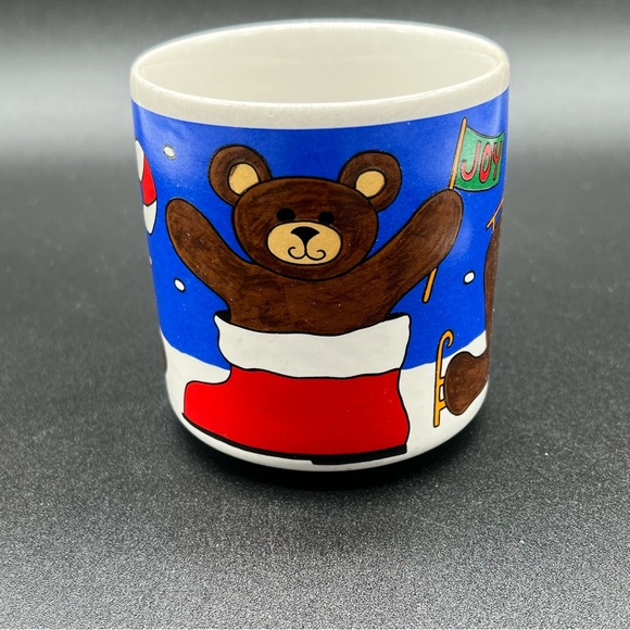 Christmas Teddy Bear Joy Coffee Mug Grant Howard Made in Korea Winter Holiday - Picture 2 of 8